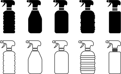 Spray icon. spray, medical, shower bottle icon in black style. Editable thin stroke. Vector illustration
