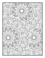 Mandala Coloring Pages. Seamless vector pattern. 
 Vector coloring. Geometric floral pattern. Contour drawing on a white background. coloring page for children and adults.