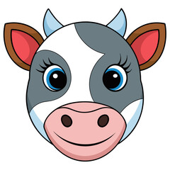 Hand-Drawn Cow Face Sketch on White Background