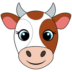 Hand-Drawn Cow Face Sketch on White Background