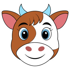 Hand-Drawn Cow Face Sketch on White Background