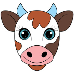 Hand-Drawn Cow Face Sketch on White Background
