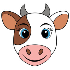 Hand-Drawn Cow Face Sketch on White Background