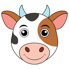 Hand-Drawn Cow Face Sketch on White Background