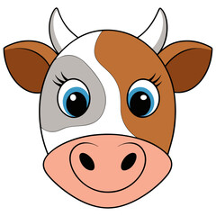 Hand-Drawn Cow Face Sketch on White Background