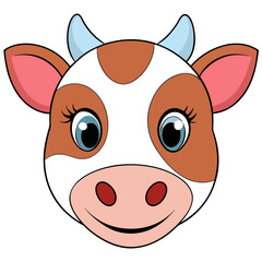 Hand-Drawn Cow Face Sketch on White Background