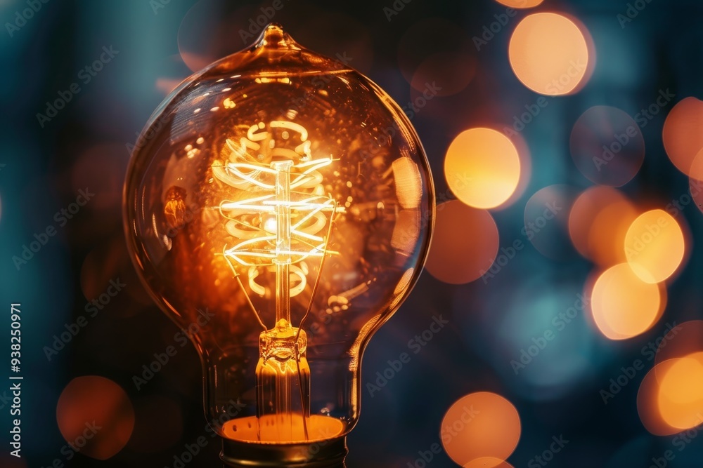 Poster light bulb with glowing light inside, digital revolution sparks innovation in business strategies