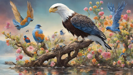 create an illustration depicting a vibrant scene in the American west