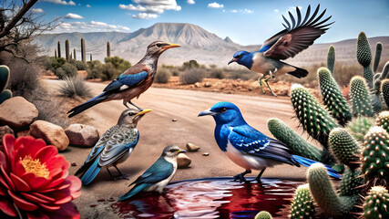create an illustration depicting a vibrant scene in the American west