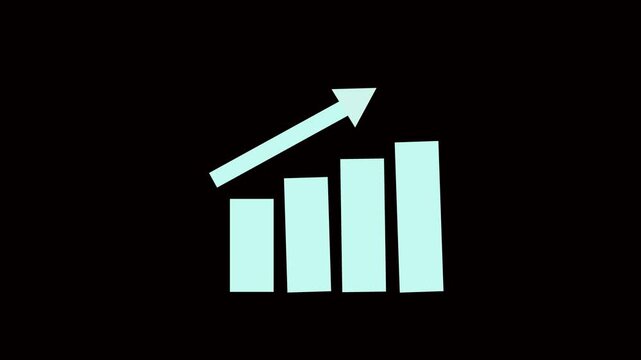 the business graph aqua color glowing video on a black  background - Powered by Adobe