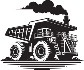 Naklejka premium Mining Truck silhouette vector illustration isolated on a white background