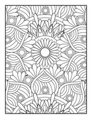  Mandala Coloring Pages. Seamless vector pattern. 
 Vector coloring. Geometric floral pattern. Contour drawing on a white background. coloring page for children and adults.