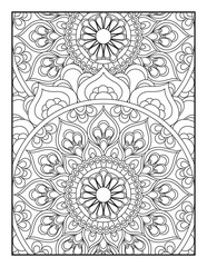 Vector coloring. Geometric floral pattern. Contour drawing on a white background. coloring page for children and adults. Mandala Coloring Pages. Seamless vector pattern. 