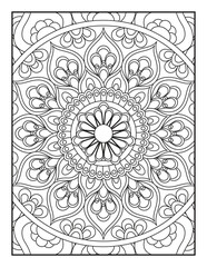 Vector coloring. Geometric floral pattern. Contour drawing on a white background. coloring page for children and adults. Mandala Coloring Pages. Seamless vector pattern. 