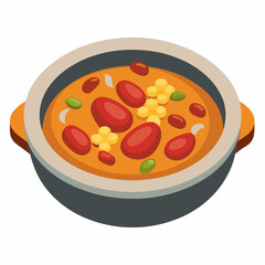 Rustic Cassoulet Plate - Hearty French Stew on White Background