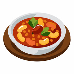 Rustic Cassoulet Plate - Hearty French Stew on White Background