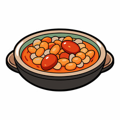 Rustic Cassoulet Plate - Hearty French Stew on White Background