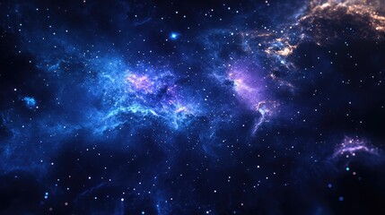 Fototapeta premium Abstract galactic textures featuring deep blues and purples with specks of stardust and shimmering cosmic dust.