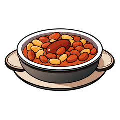 Rustic Cassoulet Plate - Hearty French Stew on White Background