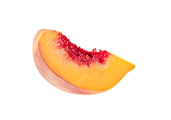 Half of a peach isolated on white background
