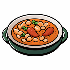 Rustic Cassoulet Plate - Hearty French Stew on White Background
