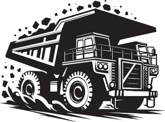 Mining Truck silhouette vector illustration isolated on a white background