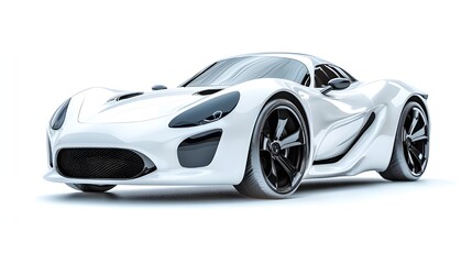 A detailed photo of a white luxury sedan car isolated on a white background.