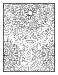 Vector coloring. Geometric floral pattern. Contour drawing on a white background. coloring page for children and adults. Mandala Coloring Pages. Seamless vector pattern. 