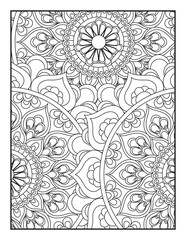 Vector coloring. Geometric floral pattern. Contour drawing on a white background. coloring page for children and adults. Mandala Coloring Pages. Seamless vector pattern. 