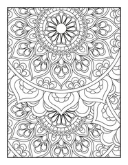 Vector coloring. Geometric floral pattern. Contour drawing on a white background. coloring page for children and adults. Mandala Coloring Pages. Seamless vector pattern. 