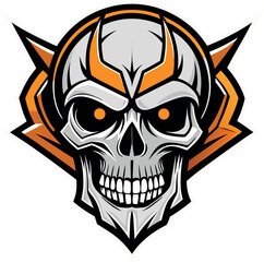 A black and white drawing of a skull with a black outline