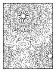 Vector coloring. Geometric floral pattern. Contour drawing on a white background. coloring page for children and adults. Mandala Coloring Pages. Seamless vector pattern. 