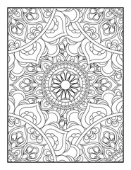 Vector coloring. Geometric floral pattern. Contour drawing on a white background. coloring page for children and adults. Mandala Coloring Pages. Seamless vector pattern. 