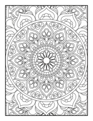Vector coloring. Geometric floral pattern. Contour drawing on a white background. coloring page for children and adults. Mandala Coloring Pages. Seamless vector pattern. 