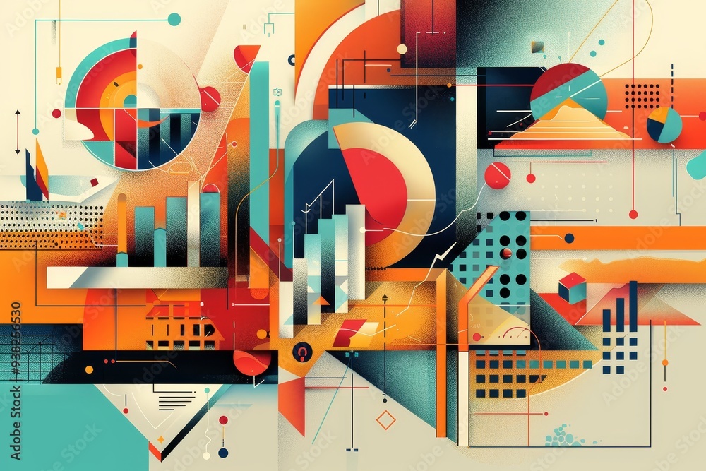 Leinwandbilder colorful abstract design with lot of shapes, graphic designer crafts an eye catching infographic usi