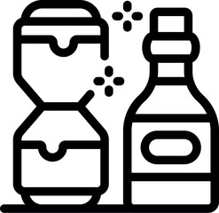 Beer pong game with cup and bottle of alcohol icon vector outline
