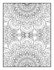 Vector coloring. Geometric floral pattern. Contour drawing on a white background. coloring page for children and adults. Mandala Coloring Pages. Seamless vector pattern. 