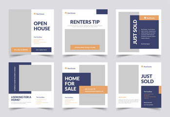 Modern real estate social media banner template, just listed banner, home sale, vector banner