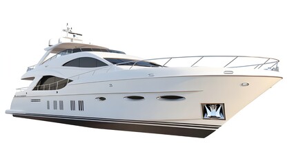 Naklejka premium A detailed photo of a white motor yacht isolated on a white background.