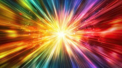 Fototapeta premium A vivid burst of colorful rays radiating from the center, forming a dynamic and high-energy visual.