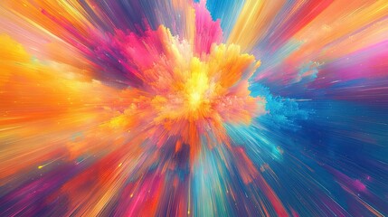 Obraz premium A vivid burst of colorful rays radiating from the center, forming a dynamic and high-energy visual.