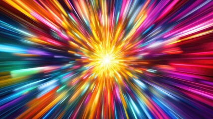 Obraz premium A vivid burst of colorful rays radiating from the center, forming a dynamic and high-energy visual.