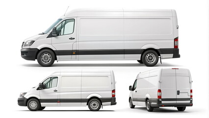 Delivery van isolated on white background mockup template. Copy space. View from side and back.
