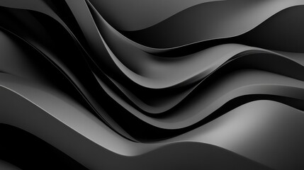 Fototapeta premium A sophisticated monochrome current design with layered waves and gradients in shades of gray and black.