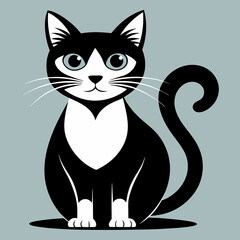 Black and white cat with white background generative AI.