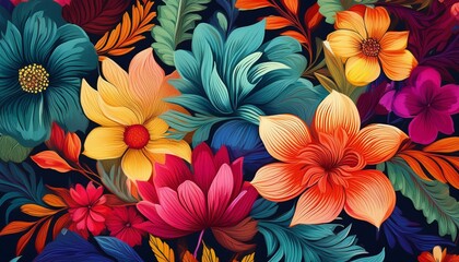 Fototapeta premium Vibrant and Colorful Floral Textile Patterns for Fashion and Home Decor
