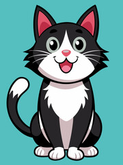 Obraz premium Black and white cat with white background generative AI.