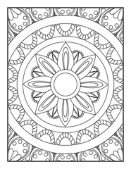 Mandala Coloring Book For Adult. Mandala Coloring Book. coloring page for children and adults.. Ornamental mandala adult coloring book page.