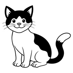 Obraz premium Black and white cat with white background generative AI.