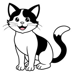 Obraz premium Black and white cat with white background generative AI.